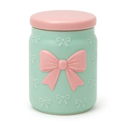 Mint Green Ceramic Bow Storage Jar