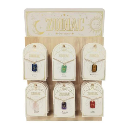 Gemstone Engraved Zodiac Necklaces