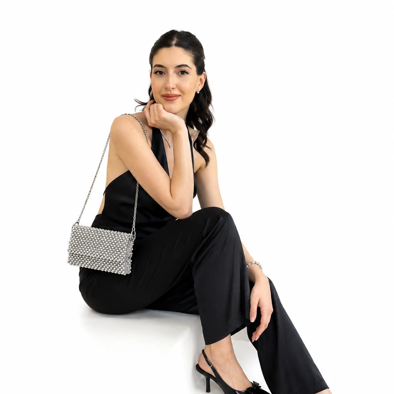 Glace Silvera Handmade Crystal Shoulder Bag