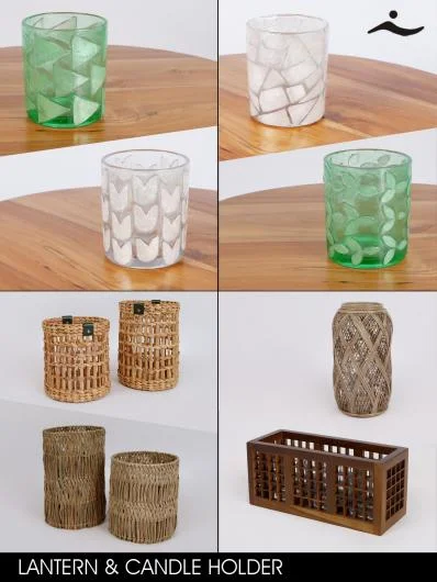 Rattan Lantern and Candle Holder