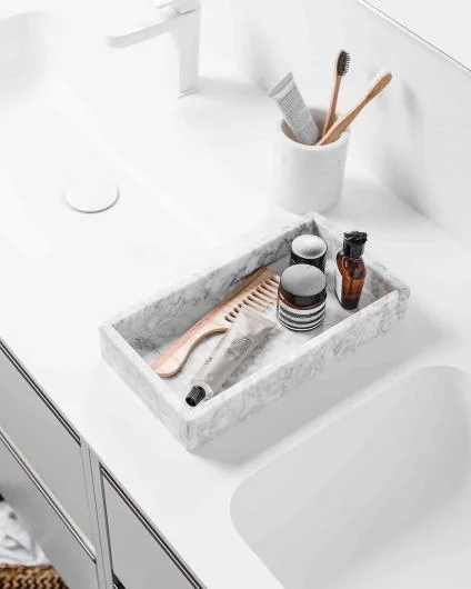 White Carrara Marble Rectangular Holder and Container