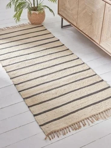Jute Black Striped Runner