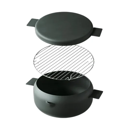 Deep Fryer Pan with Lid and Mesh Tray