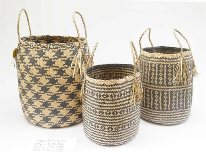 Seagrass and Coloured Paper Basket
