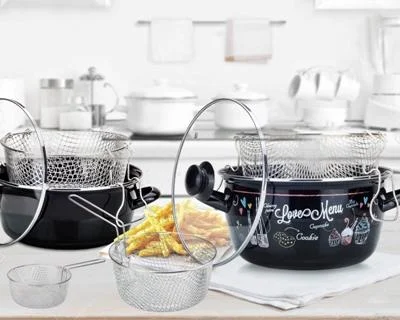 Friteuse profonde émaillée et paniers de friture