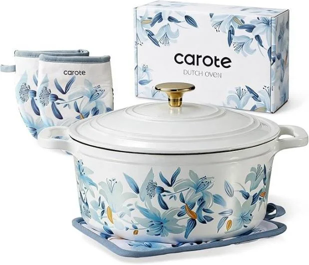 CAROTE 5 QT Enameled Cast Iron Dutch Oven