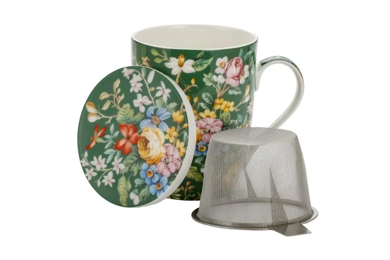 Bone China Mug with Stainless Steel Filter