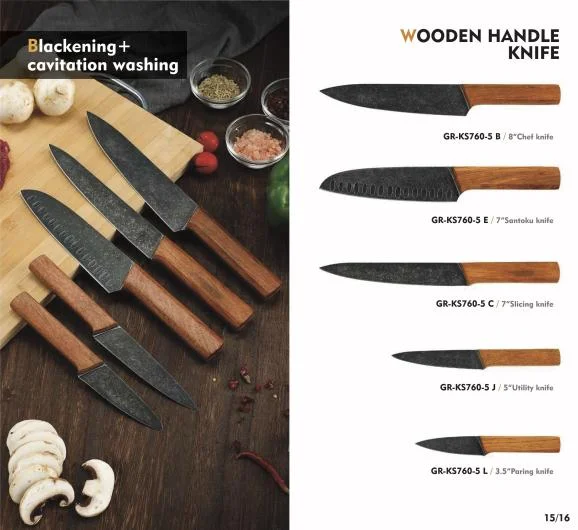 Blackened Knife Set with Rosewood Handle