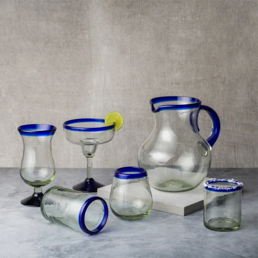 Cobalt Rim Handmade Mexican Glassware