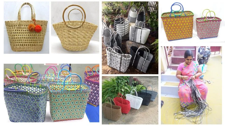 Recycled Plastic and Rivergrass Baskets