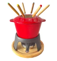 Mini Enamel Cast Iron Fondue Pot Set