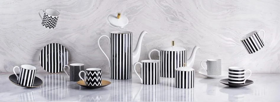 Bəzəkli fine bone china kupa və çay fincanları
