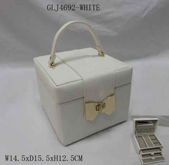 White PU Gold Hardware Jewelry Box