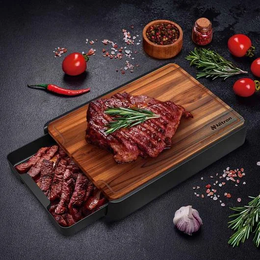 Teak Wood Cutting Board with Support
