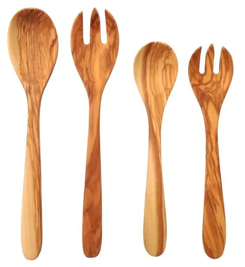 Servidores de ensalada de madera de olivo