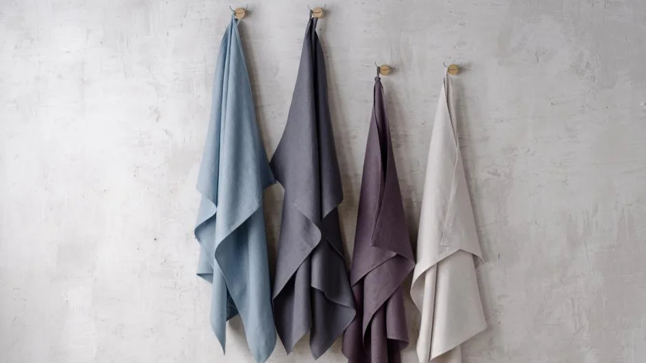 Striped Huckaback and Waffle Linen Bath Towels