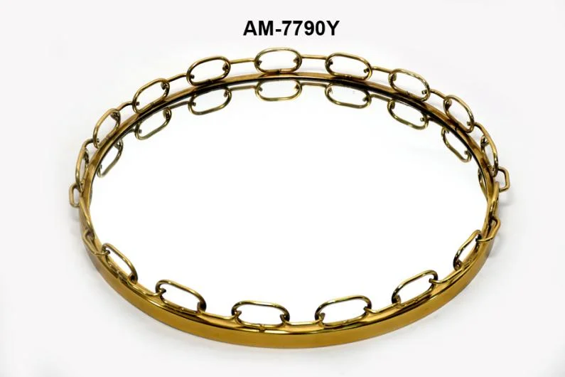Fantasy Exports Gold Mirror Tray