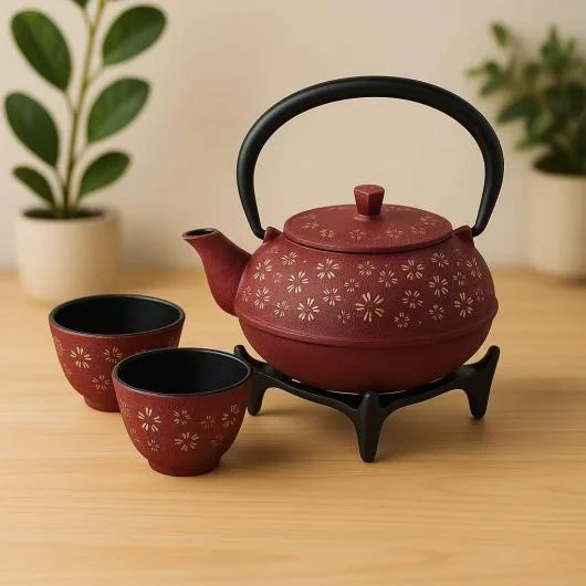 3009435 Cast Iron Teapot Set with Cups