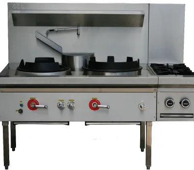 Meja wok tanpa air dengan dapur memasak 2 pembakar