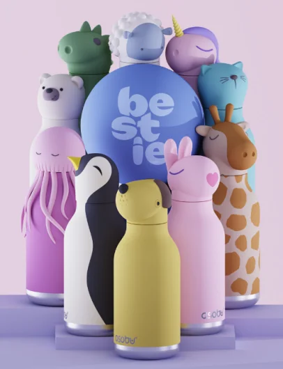 Bouteilles isolantes Bestie avec têtes en silicone