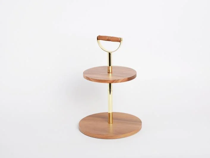 2-Tier Acacia Cake Stand