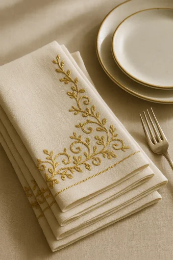Embroidered Napkins Linen Decorative