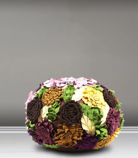 Colorful Woolfelt Applique Pouf