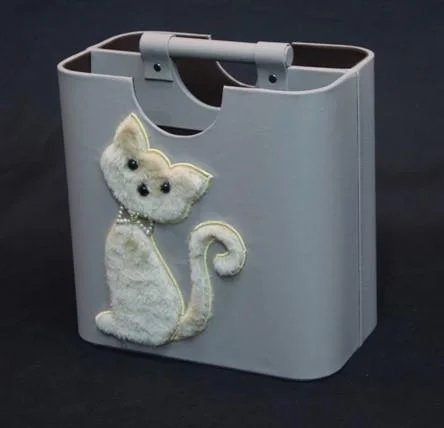 Cat Applique Magazine Basket