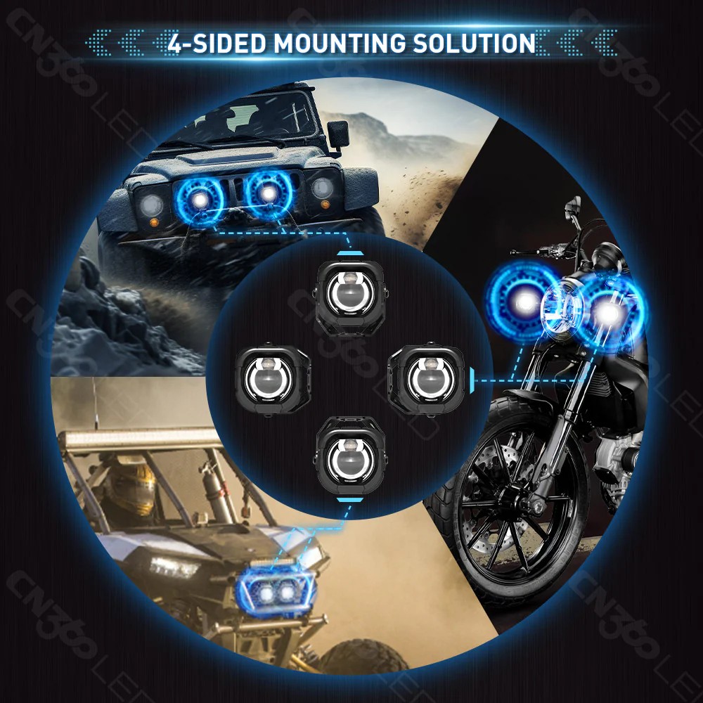 Luci di guida per moto con proiettore e luci pod a LED