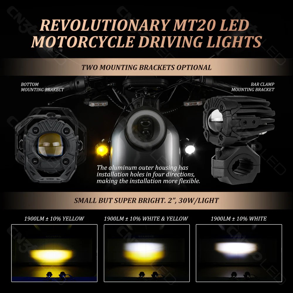 Luci di guida per moto con proiettore e luci pod a LED