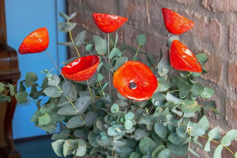 Handmade Glass Calabel Flower Outdoor Decor