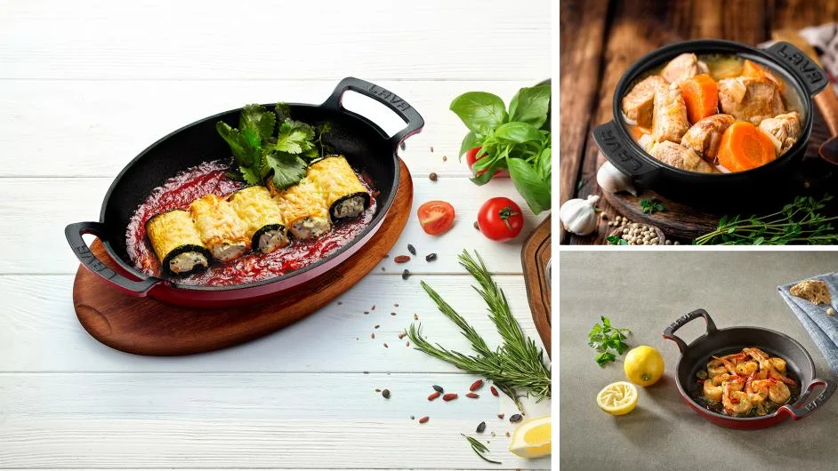 LAVA Enameled Cast Iron Skillets