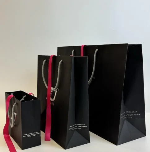 Luxurious Black Shopping Bag with Ribbon