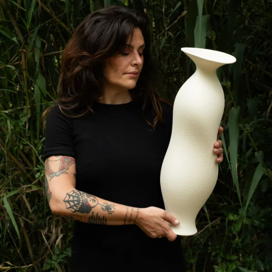 Resonance Ivory Beige Ceramic Piece