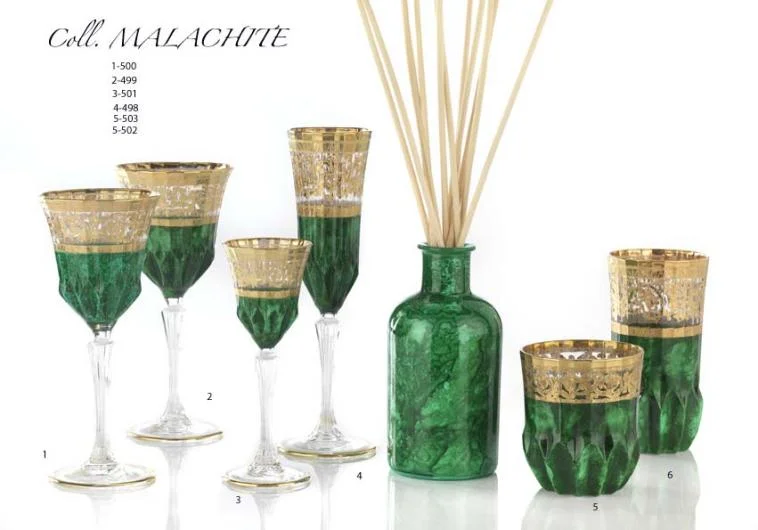 Kollektion Malachitverziertes Glasgeschirr