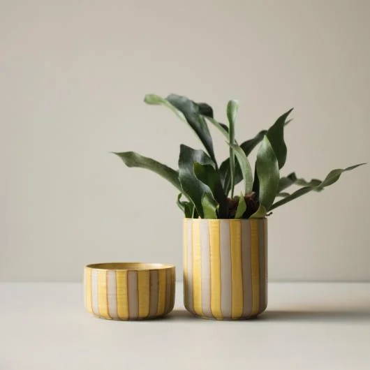 DBKD LINE STRIPE YELLOW Outdoor Pot