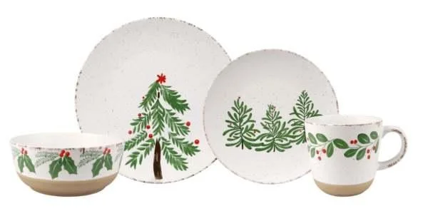 Christmas Holly Tree Ceramic Dinnerware Set