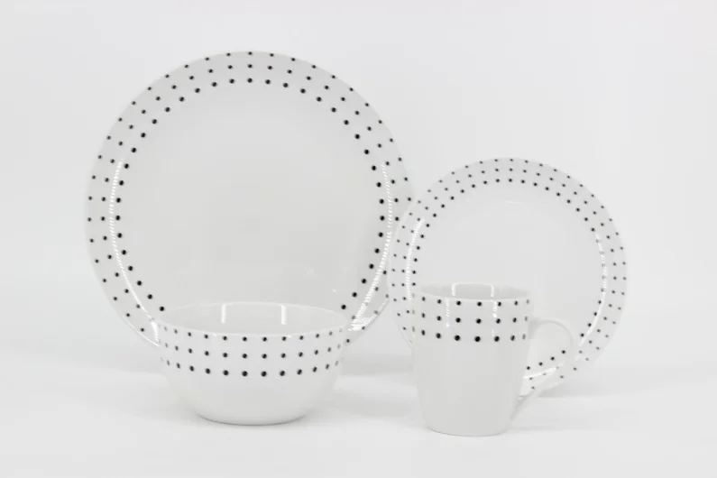 White Porcelain Decal Dinner Set
