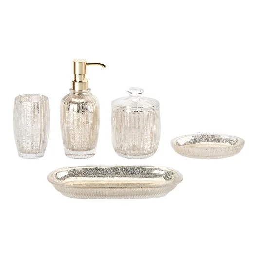 Mercury Color Glass Bathroom Accessories Set