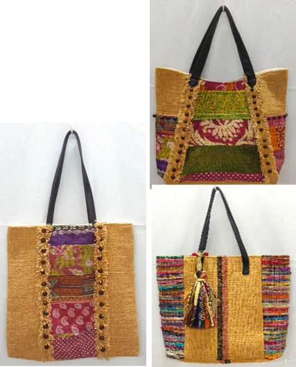 Recycled Kantha and Cotton Khadi Bags