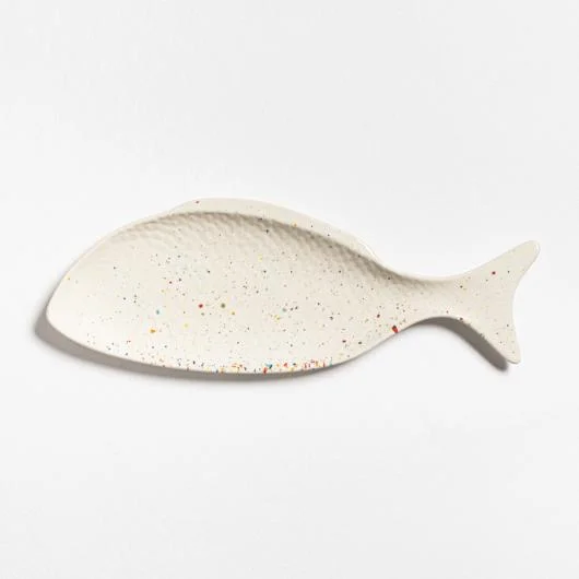 New Party Stoneware Fish Platter White