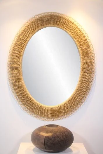Handwoven Banana Fiber Oval Mirror