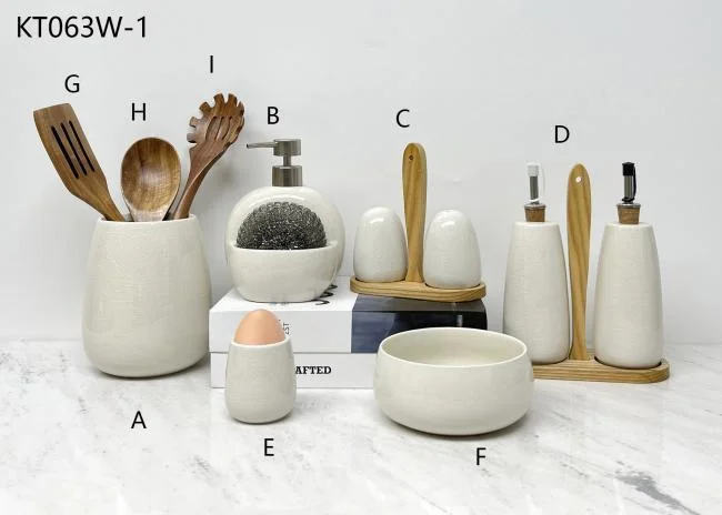 98 Percent ceramic and 2 Percent abs PUMP OF Bathroom Accessories and and 90 Percent ceramic and 10 Percent Wood of Kitchen Accessories