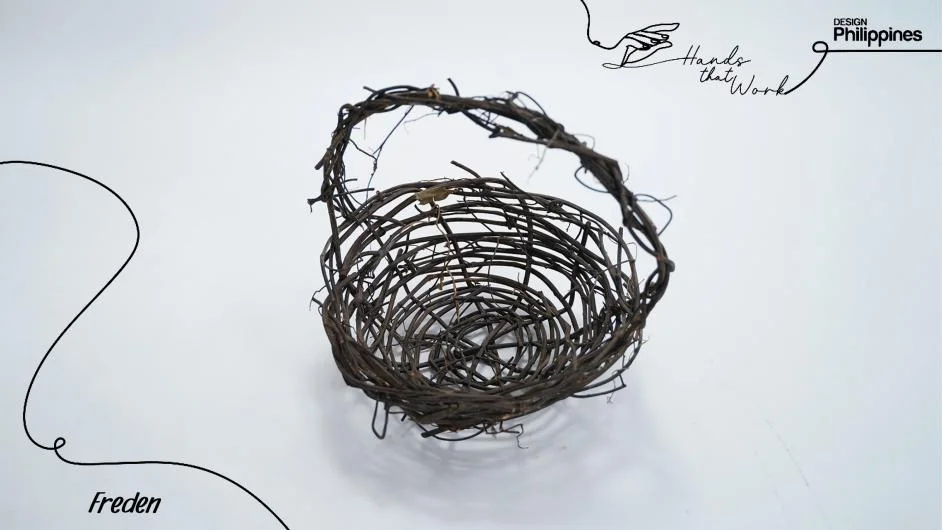BT3295 Round Black Twig Basket with Handle