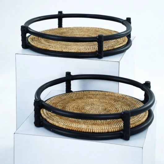 Cane Rattan Set of 2 Trays Collection