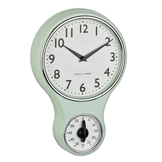 RETRO Kitchen Wall Clock with Timer