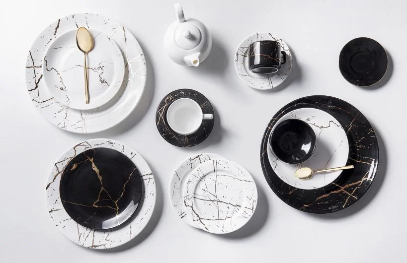 Rolik chekkali variantlar bilan Fine Bone China dasturxon buyumlari