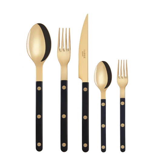Bistrot Gold Solid Black Cutlery Set