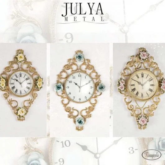 Brass Clocks with Capodimonte Flower