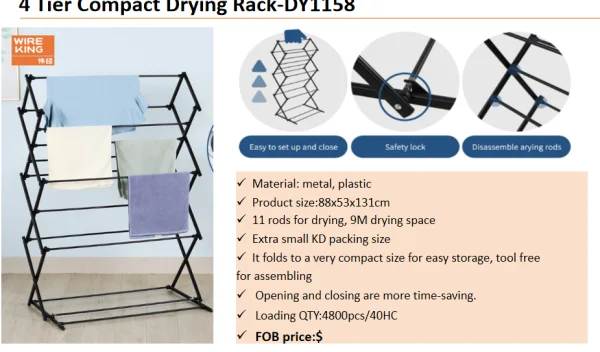 4 Tier Compact Drying Rack